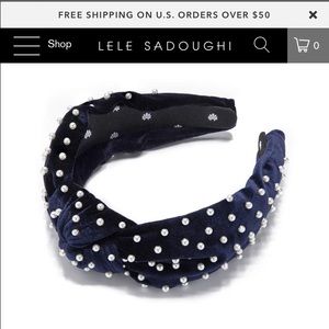 LELE SADOUGHI X J CREW NAVY PEARL HEADBAND